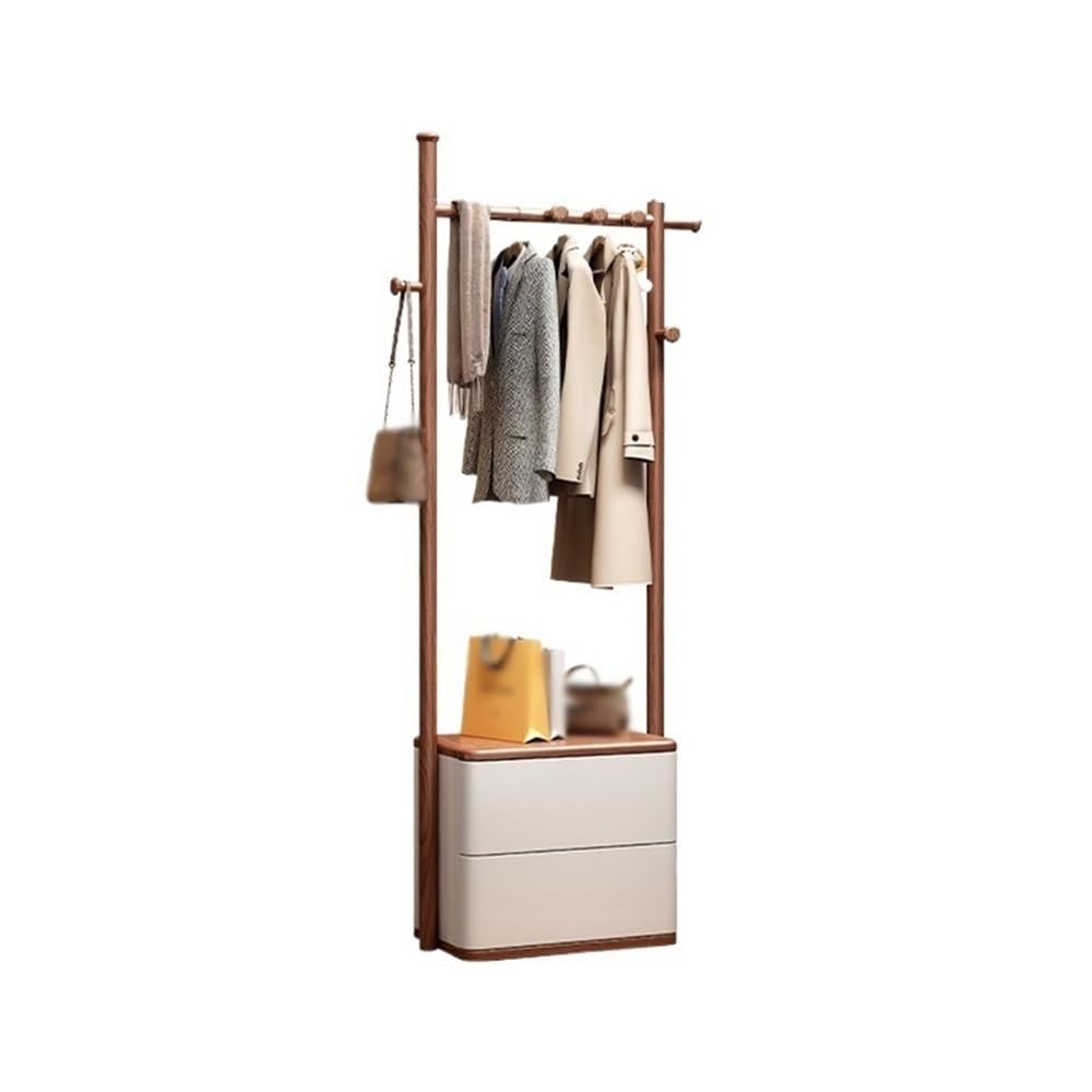 AILIUXIAOYAN Coat Rack Full Solid Wood Coat Rack Household Floor-standing Clothes Rack Bedroom Simple Clothes Rack Bedside Table(Walnut,L)