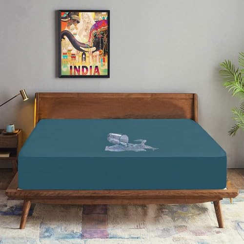Image of BABYLEE Waterproof Mattress Protector Double Bed 72x72 Ultra Soft Breathable & Fitted Bed Protector Terry Cover Double Bed (6.5x6 feet, Fits 10 Inches, Teil)