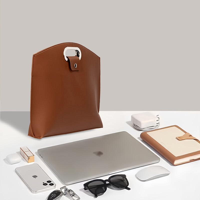 PU Leather 2-in-1 Laptop Sleeve&Pouch Set with Metallic Handle, Waterproof 14-16Inch Laptop Briefcase for Work Travel - Image 7