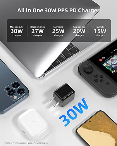 imuto 30W USB C Charger,2 Pack USB C Super Fast Charging Pixel Phone Charger GaN PD PPS for iPad Pro, iPhone 15,14, 13 Pro Max, Pixel, Galaxy S21 S22, MacBook Air & More