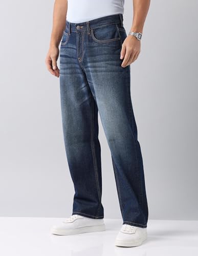 Image of Arvind Blue Baggy Fit Mid Rise Jeans