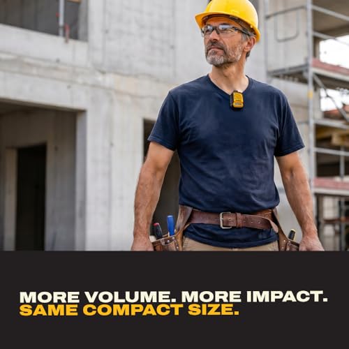 Image of DEWALT Heavy Duty Wearable Bluetooth Speaker Pro Max (New Model) Jobsite Clip-On Mini Speaker w /LED Work Light, IP56 Water Resistant, 12H Runtime, Built-in Mic & Multi-Speaker Link