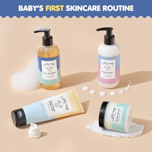 Image of Tubby Todd Baby Bath and Skincare Kit, The Baby Bundle Gift Set | Shampoo and Body Wash, 8.5 oz Everyday Lotion, 3.5 oz All Over Ointment & 7.9 oz Diaper Paste Cream, Lavender Rosemary