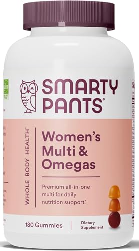 SmartyPants Women's Multivitamin Gummies: Omega 3 Fish Oil (EPA/DHA), Methylfolate, CoQ10, Vitamin D3, C, Vitamin B12, B6, A, K & Zinc, Inositol, Gluten Free, 180 Count (30 Day Supply)
