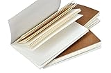 Travelers Notebook Inserts Passport Size Mixed Set of 3 (Dotted Blank Ruled) - Thick 100gsm Cream Paper - Refill for Leafpaq Leather Journal 5.3 x 4.1'', Total 192 Pages - Kraft Brown Soft Cover