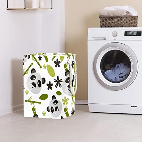 Panier à linge panda personnalisé grand format en tissu avec poignées solidifiées