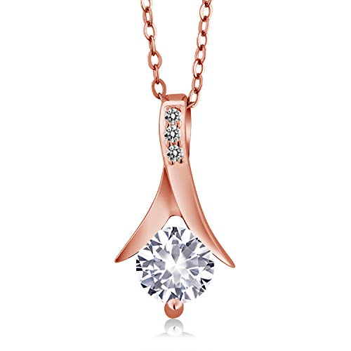 Gem Stone King 18K Rose Gold Plated Silver Created Sapphire And White Diamond Jewelry Set For Women (3.65 Cttw, With 18 Inch Chain) #TOP2