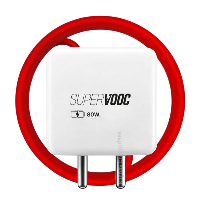 Image of 80w Super vooc Charger for realme 5 Pro, 6 Pro, 6i, 6s, 7, Pro, 7i, 8, 8i, 8s, 9, SE, Pro Plus Charge, WARP, Dash Adapter with Type-C Cable - A RED