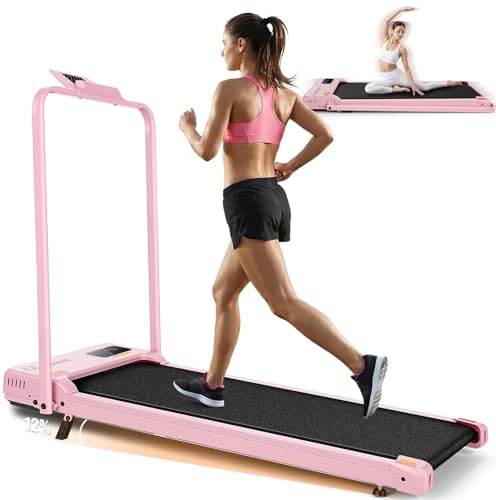 ANCHEER Walking Vibration Pad with 12% Incline & Handles,6 in 1 Foldable Under Desk Treadmill,350LBS Capacity/2S Folding/Low Noise Vibration Treadmills for Home/Office,8 Modes Control (Classic Black)