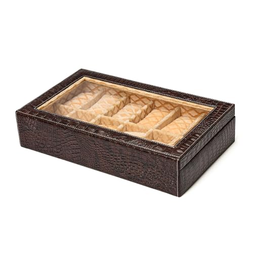Image of NAAZS Luxury Leather Watch Organizer Box for Men - 12 Slot Watch Storage Case with Glass Lid & Velvet Lining - Display Box for Wrist Watches, Jewelry Holder, Travel Case - Gift for Men & Collectors