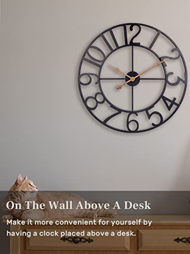 Bew Large Wall Clock, 24 Inch Metal Wall Clock For Living Room Decor, Silent Battery Operated Modern Farmhouse Wall Clock For Indoor & Outdoor #TOP5
