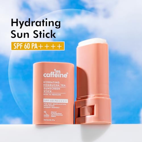 mCaffeine Hydrating Sunscreen Stick SPF 60 PA++++ with 1% Squalane, Ceramides, Hyaluronic Acid & Kombucha Tea for UVA-UVB & Blue Light Protection +... - Image 2