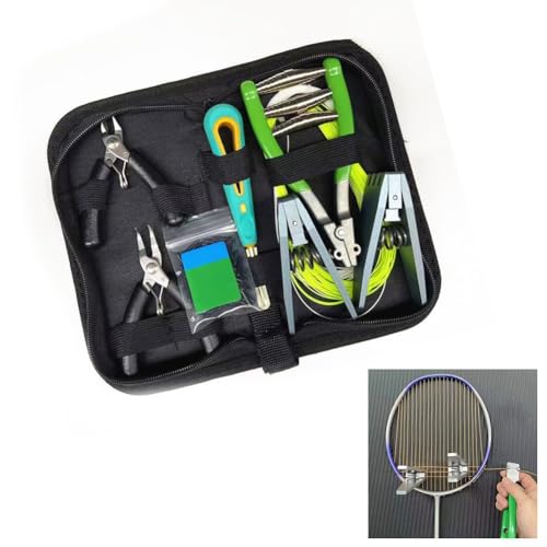 HpLive Badminton Tennis Racket String Set, Tension Tool Kit with Pliers, Clamp, Awl for Squash Racket Repair, Metal Handle, with Storage Bag - Image 8