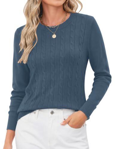 Image of Rapbin Women's Contrast Trim Knit Sweater Long Sleeve Crew Neck Pullover | Color Block Soft Lightweight Regual fit,Business Casual Work,Fashion Versatile Fall Spring Outfits,Winter Layer Clothing