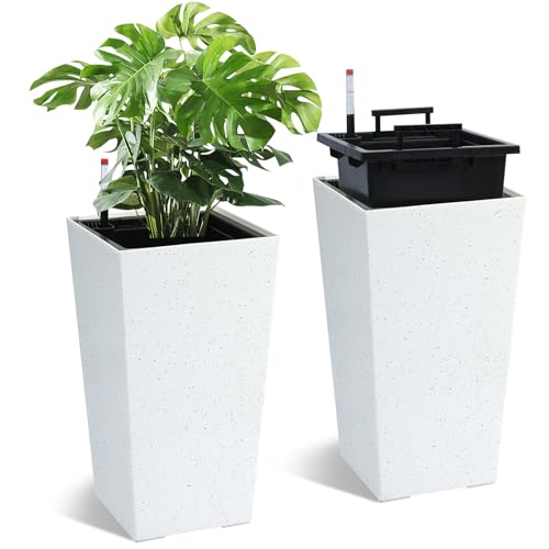 GarveeLife 22.5" Tall Planters Set of 2, Outdoor&Indoor Planter Pots
