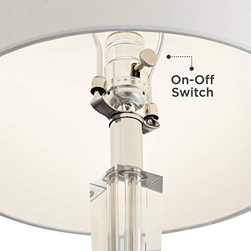 Vienna Full Spectrum Inez Modern Table Lamp 24 1/2" High Clear Stacked Crystal Faux Marble Off White Faux Silk Drum Shade For Bedroom Living Room House Home Bedside Nightstand Office Kids Family #TOP2