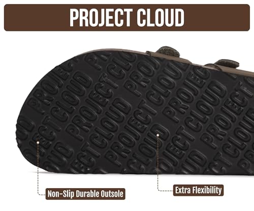 Image of Project Cloud 100% Genuine Leather Womens Sandals -Lightweight Womens Slides Memory Foam Insole & Cork Footbed Sandals Women - Non-Slip Beach Essentials Summer Sandals for Women 2026 (Lian)