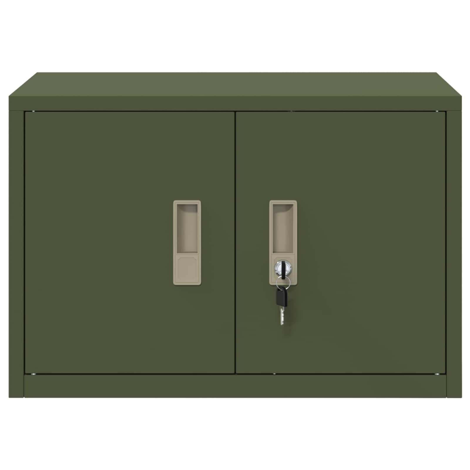 vidaXL Armoire de Rangement Vert Olive 60 x 40 x 40 cm Acier, Armoire de Bureau Moderne, en Acier rectangulaire, fermant à clé, Espace généreux, Meuble Industriel, Solution Robuste