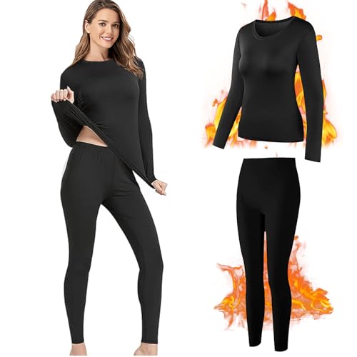 El Mejor Listado de Pantalones térmicos para Mujer - los más vendidos. 49 Ropa Interior Térmica para Mujer,Conjunto De Camisa Y Pantalones Térmicos Súper Suaves,Capa Base De Esquí O Nieve En Invierno para Abrigarse (MX/US, Alfa, X-Grande, Regular,...
