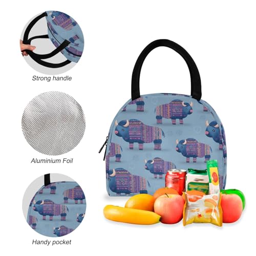 Ethnic Bison Print Backpack Set with Lunch Bag, Large Capacity Travel Backpacks and Lunch Box Insulated for Commute Hiking Picnic4
