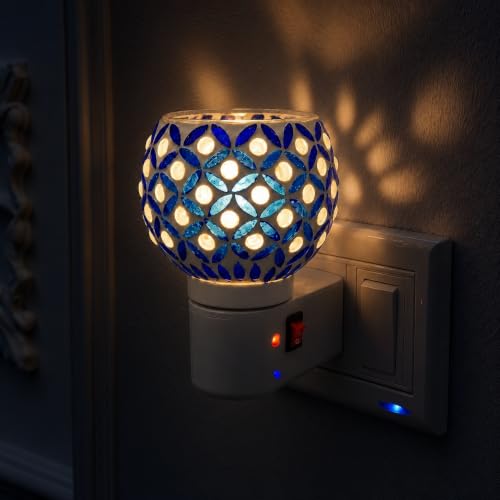 Image of RUPIKA | Electric Ceramic Aroma Diffuser Kapoor Dani | Camphor Diffuser Incense Burner Holder Kapoor Dani with Night Lamp for Home, Office (Blue)
