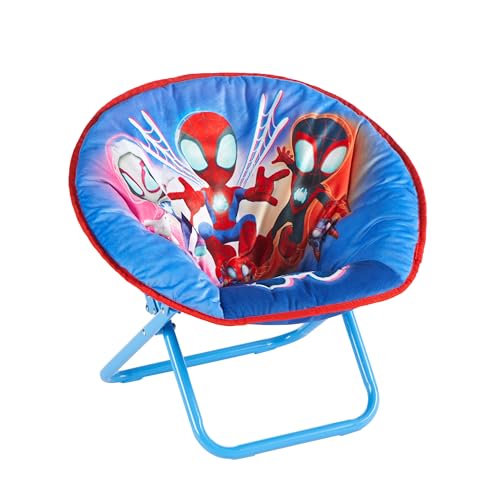 Marvel Spidey and His Amazing Friends Toddler Saucer Chair 19” Folding Kids Chair, Ages 3+, Portable & Lightweight, Cozy Padded Seat for Playroom, Bedroom