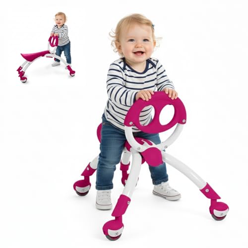 YBIKE Pewi Balance Bike Toddler Toys - Walking Ride On Toys, Toddler Push Car, Kids Bike for Ages 9 Months to 3 Yrs, Durable Push Toy, Comfortable, Indoor & Outdoor, Up to 44 Lbs, Raspberry