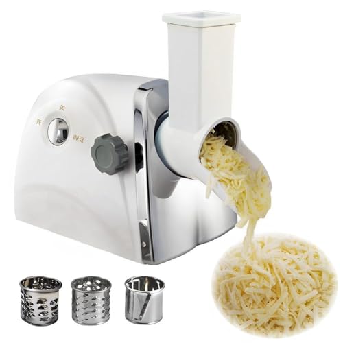 SAWEEZ Râpe à Fromage Commerciale, électrique 300 W, rotative avec 3 Lames tournantes, pour Fromage, Concombre, Carotte