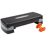 Ultrasport Aerobic Regolazioni da 10 a 15 cm, Workout per la Casa, Tavola Step con Esercizi di Allenamento e 2 Manubri in Vinile 0.75 kg Unisex-Adulto, Nero/Grigio, 68 x 28 x 15 cm