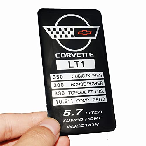 Image of 1Pc C4 Corvette 1992 LT1 Soup Engine ID Spec Metal Data Plate Consoler Emblem 3D Badge Nameplate Replacement for Corvette