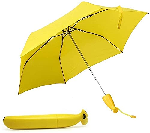 SEAHAVEN Yellow Stylish Banana Shaped Mini Foldable Umbrella for Women