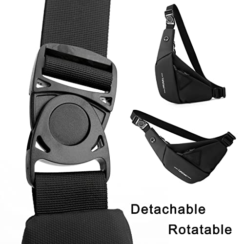 Sling Crossbody Bag Fanny Pack Multi-Functional Waist One Strap Shoulder Backpack For Hiking Walking Biking Travel (Black For Right Hand User) #TOP2