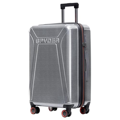 Spyder Traverse 25 Inch Medium Expandable Hardside Upright Suitcase with 360° Spinner Wheels, TSA Approved Lock, Silver