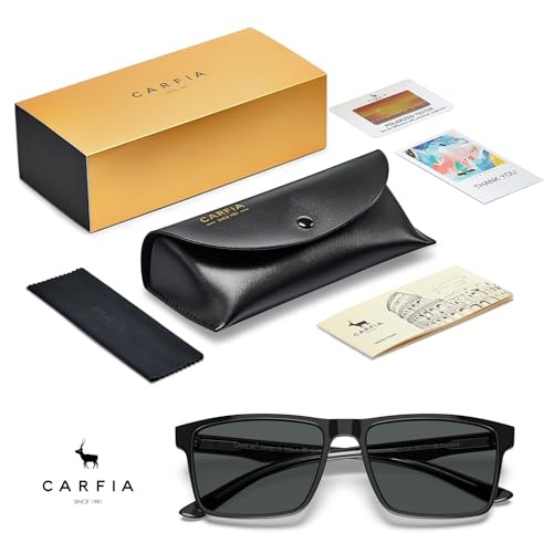 Image of CARFIA Retro Acetate Mens Sunglasses Polarized Classic Square Sun Glasses CA62162