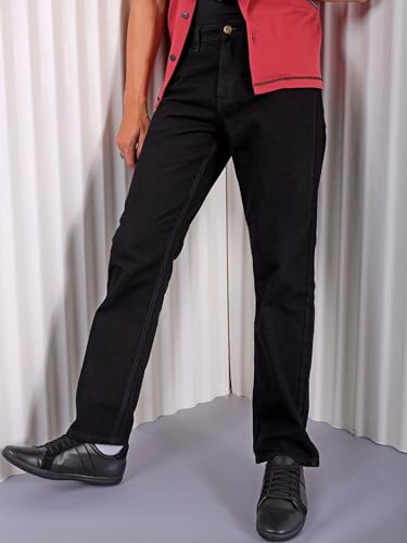 Image of The Indian Garage Co Men Vintage Straight Fit Solid Mid-Rise Jeans
