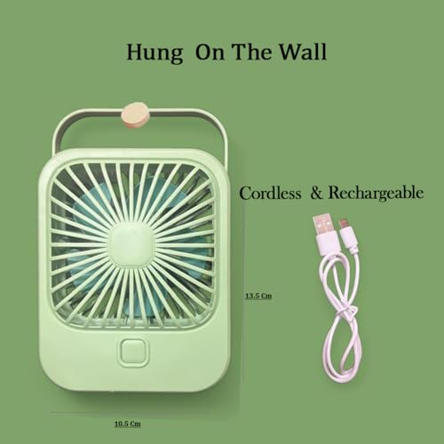 Image of Litehom Small Desk Fan, 2000mAh Rechargeable Fan Battery Powered, 180Foldable Portable Fan, 3 Speeds Adjustable USB Fan Silent Powerful for Home Office Travel Outdoor (GREEN)