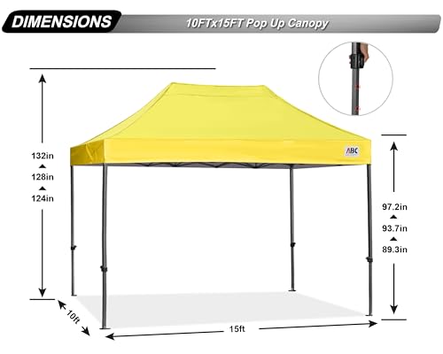 Image of ABCCANOPY Patio Pop Up Canopy Tent 10x15 Commercial-Series (Yellow)