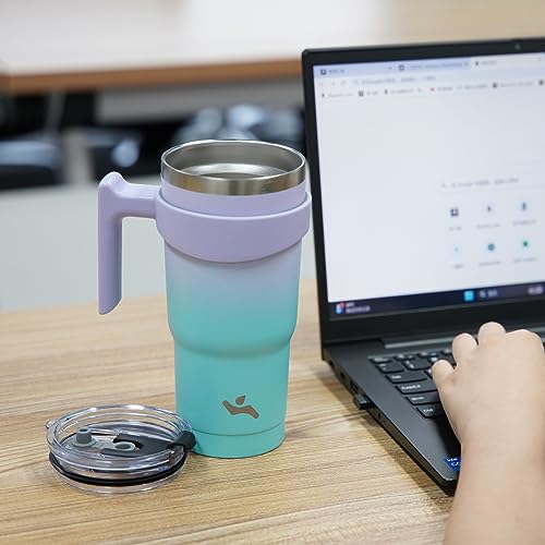 Image of Konokyo 20 oz Tumbler with Handle and Straw, Insulated Travel Mug
