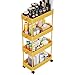 JIUYOTREE Carro de Almacenamiento de 4 Niveles, Organizador de Estante de pie para Cocina, Baño, Lavadero y Lugares Estrechos, Amarillo