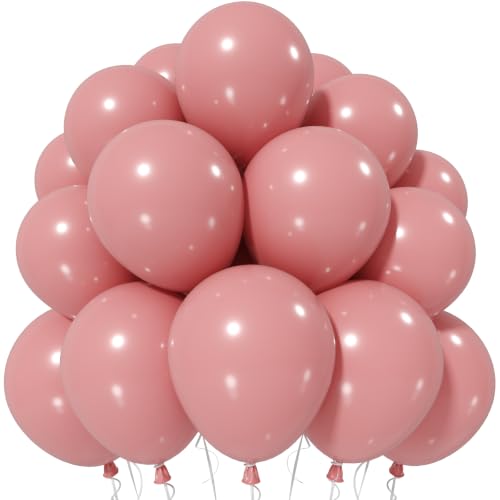 Image of Jobkoo Dusty Pink Balloons 12 Inch, Vintage Retro Blush Pink Latex Balloon