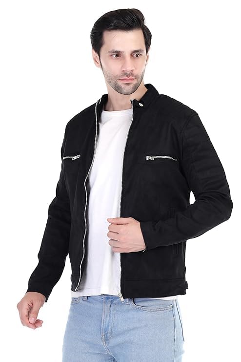 digimax leather Men's Suede Faux Leather Jacket Black, Brown-picture-51