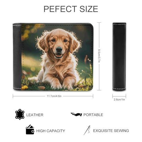 Leather Wallet Slim Durable Credit Card Holder Personalized Golden Retrievers Printing Wallet For Men & Women Perfect For Work Travel2