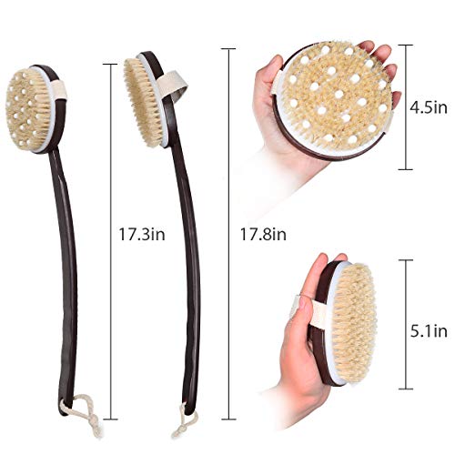image for Anglink Dry Skin Body Brush - 2 Pcs Detachable Natural Bristle Bath Br