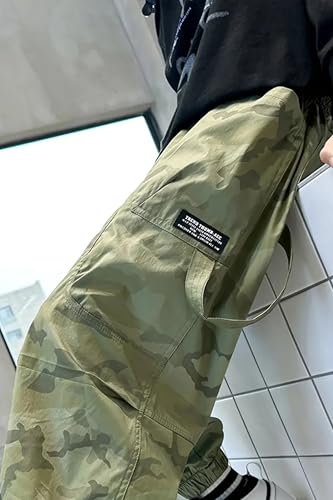 Pantalones cargo para niños resistentes al desgaste escolar en color verde 5