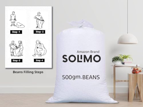 Image of Amazon Brand - Solimo Bean Bag Refill Pack 1 KG | High Density Virgin Polystyrene Bean Bag Beans | Long Lasting Refill for Bean Bags, Bean Bag Chairs, Sofas, Pouffes & Cushions | White