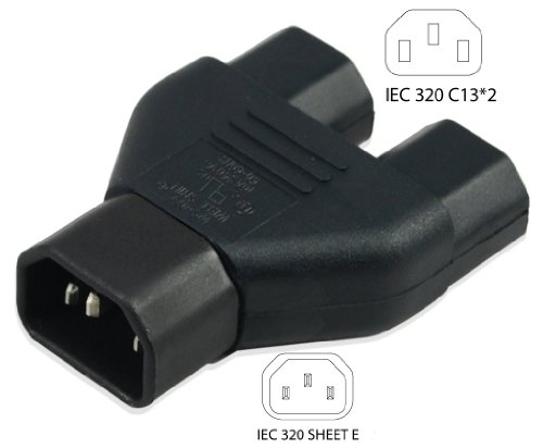 Adaptador IEC C14 Macho a dos IEC C13 Hembra miniatura 2