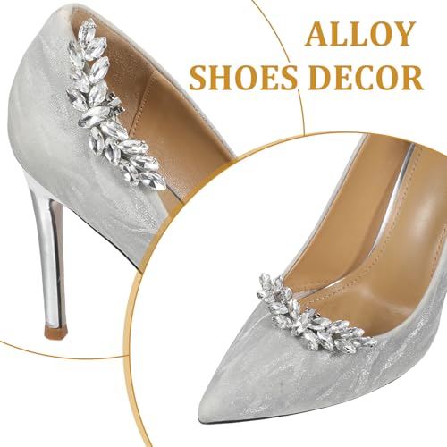 COMNICO 2PCS Shoe Clips for Women Dress Shoes, Detachable Rhinestone Shoes Jewelry Decoration Elegant Crystal Sparkling Heels Shoe Buckle Accessories for Bridal Wedding Party(Style B) - Thumbnail 4