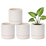 D'vine Dev Set of 4 Small Ceramic Plant Pots, 4.7 Inch Succulent Planter Pot for...