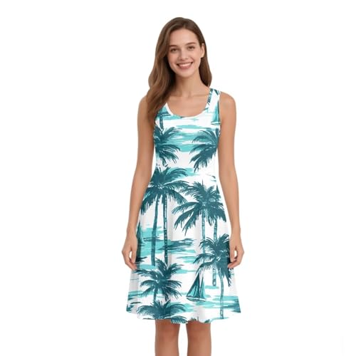 Image of Dreaweet Casual Sleeveless Dresses for Women Girls, Round Neck Tank Dresses with Pockets Summer Sundress Size XS-4XL