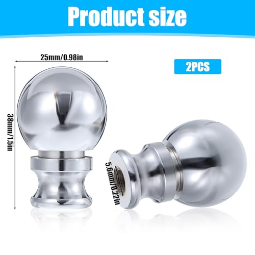 Image of 2 Pack Ball Lamp Finials Lamp Shade Screw Caps 1 /4-28 in Base Metal Knob Topper Finial Lampshade Topper Knob for Table or Floor Lamps